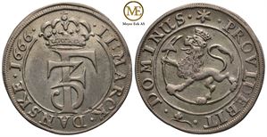 2 mark 1666 Frederik III. Kv.1+/01