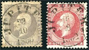 3,5. 3 skilling- og 8 skilling Oscar, begge med skipsstempel "Jupiter". Også et brev  fra Hamburg til Mandal i 1857 med påskriften "pr Dampshiff Jupiter".