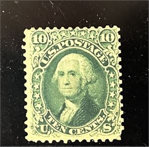 USA x Sc 28, 10c grønn med rester av lim og hengsel. Svak hjørnetagg nede til høyre ($ 950), Bilde av begge sider
