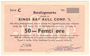 50 øre 1949/50 Kings Bay Kull Comp. Kv.0