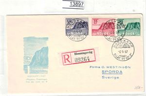 FDC Nk 445-47 vignett "Magasin" Copenhagen (Grad 7)