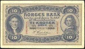 10 kroner 1932, serie S.0467357. 1