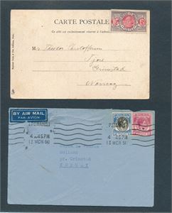 KORT/BREV TIL GRIMSTAD Kort fra St Pierre & Miquelon og brev Penang 1951. GI BUD!