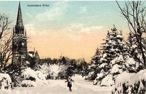 Postkort. Fredrikstad. Vestsiden kirke