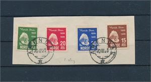 Nk 159-62 o. Ibsen på klipp stemplet "ARENDAL 20 III 28" som er første dag