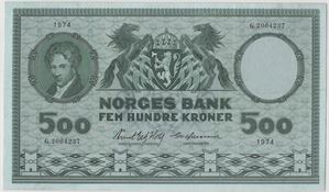 500 kroner 1974 G.2004237. Erstatningsseddel. Kv.1+/01