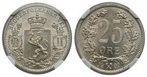 25 øre 1900 Oscar II. Kv.0