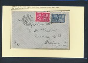 Brev med Nk 115 og 116 stemplet "BERGEN SOLHEIMSVIKEN 18 VII 14" til Plauen, Tyskland