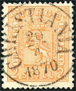 12. 2 skill 2, pent fullstemplet "Christiania 20.4.1870".