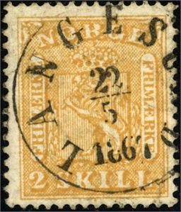 6. 2 skill, pent stemplet "Langesund 22.5.1867".