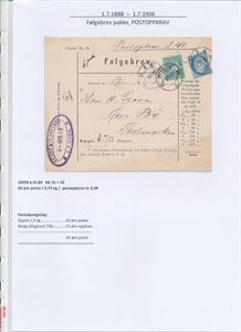 FØLGEBREV - POSTOPKRAV "SKIEN 1889" til Øvre Bø