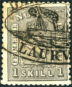 11. 1 skill 1, anert med ovalt privat stempel "Dampskibet Laurvig". Meget uvanlig!