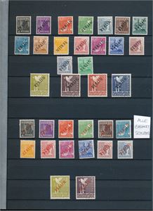 BERLIN x/xx samling ex Mi 1-123 i 16 siders bok. 2. serie med rødt overtrykk garanti Schlegel. Postfriske merker på slutten (€ 2133)