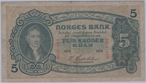 5 kroner 1918 F.8713738. Kv.1