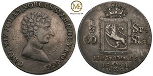 1/2 speciedaler 1821 Carl XIV Johan. Kv.01