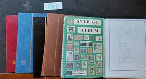 SVERIGE o Samling i enkelt fortrykksalbum til 1990, dublettbøker og noen ubrukte fortrykksark. Vekt 4,8 kilo