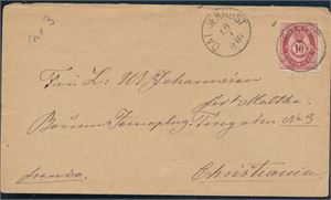 NK 25 på brev st "Dal. Jernbst 18-1-1881" til Christiania