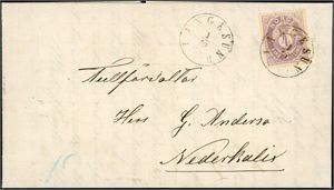 19 II. 4 skillin Posthorn på komplett brev til Nederkalix, stemplet "Langesund 1.10.1844"