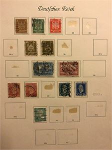 Tyskland Tyske Rike.  Lot på gamle albumark og intikkskort.  Fra gammelt til 30-tallet