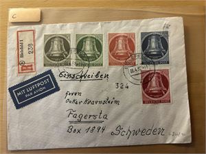 BERLIN Brev med Mi 82-86, Frihetsklokke II til Sverige
