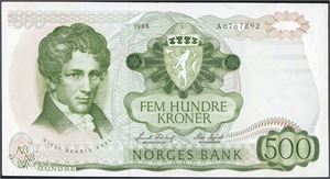 500 kroner 1985, serie A 6767892. 1