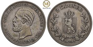 2 kroner 1888 Oscar II. Kv.1/1+