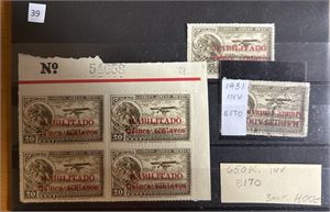 MEXICO xx Mi 650 i 4-blokk + brukt merke med omvendt overtrykk (€ 170)