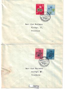 Nk 479-80 og 483-84. Sanitet og Flyktning på 2 brev stemplet "GRENAA-VARBERG EUROPAFERGEN 8-5-60"