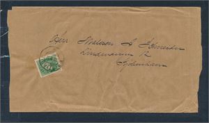 Nk 76 på komplett avisomslag (banderole) stemplet "KRISTIANIA 30 IV 07" til København, Danmark