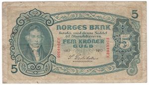 5 kroner 1917 F.3949305. Kv.1/1-