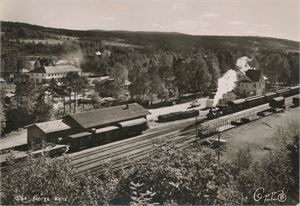 Postkort jernbane RENA stasjon (HE) A6 s/h (Oppi 2-64) ubrukt, limrester