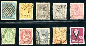 Norgessamling til 1945 i et Lavik-album. Meget bra besatt, og inkludert 53 IIc og 54 IIb.