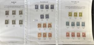 Nk 641-45 o. Ulike papirtyper oppsatt av spesialist. Stempler penere enn normalen