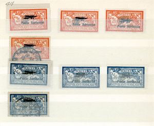 France. A duplicated tange of Air mail stamps in a stockbook.
