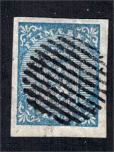 Nk 1 o. Pent merke med 11 strekers riststempel og bra til normale marger