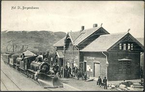 Hol St., Bergensbanen. Brukt i 1913. Frimerket er fjernet. K-1