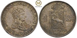 Speciedaler 1835 Carl XIV Johan. NM.13a. Lite kh. Kv.01