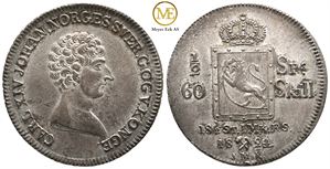 1/2 speciedaler 1824 Carl XIV Johan. Kv.0