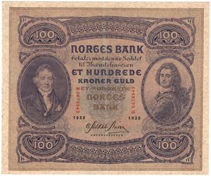 100 kroner 1935 B.0678943. Kv.01