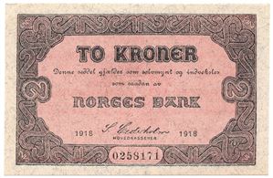 To kroner 1918 No.0258171. Kv.0