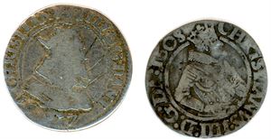 Danmark. 8 skilling 1607 (54.1-H 93A) og 8 skilling 1608 (55-H 96). 2