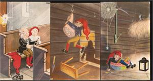 SPANGE. Lott 11 kort m/nissemotiver. Brukt og UB. (Alle Litografisk Kompani). Kv 1 til 2