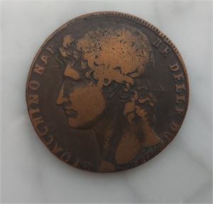 NEAPEL 3 Grana 1810, sällsynt bronsmynt, 19.4 gr.(kv. 1?)