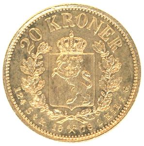 20 kroner 1876 i gull. 01