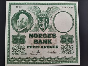 50 kroner 1953 B ex. CA Stave Olsen