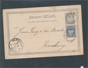 Nk 24 på oppfrankert helsak BK 18c til Hamburg stemplet "TRONDHJEM 12-5-1883"