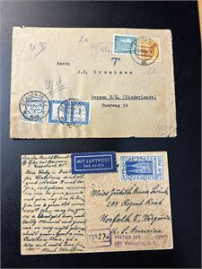 TYSKLAND 1946-49 brev og kort, begge med straffeporto