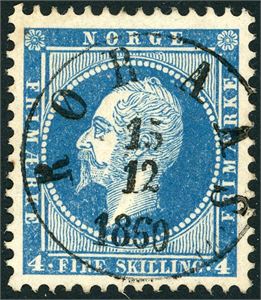 4. 4 skilling Oscar, rettvendt stemplet "Røraas 15.12.1860" (ST).