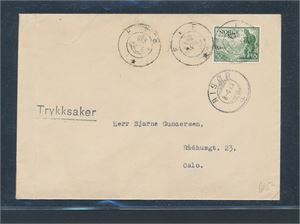 Trykksak stemplet kph "FIE" sidestemplet "RISØR 8-1-48" (Grad 8)