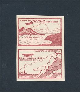 COMPANIA COLOMBIANA DE NAVEGACION AÉREA x/xx Mi 13-14 i par, øvre merke hengslet. Ingen garanti (€ 150)